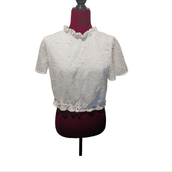 Altar'd State Marleigh White Eyelet Top Size Large - Picture 4 of 7